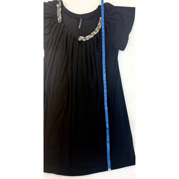 Flowy Embellished Black Jersey 2XL Dress with Rhinestone and Jewels Fairy Glam - Picture 12 of 14